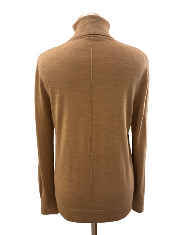 GAP 100% EXTRA FINE MERINO WOOL CAMEL POLO NECK JUMPER  SIZE M
