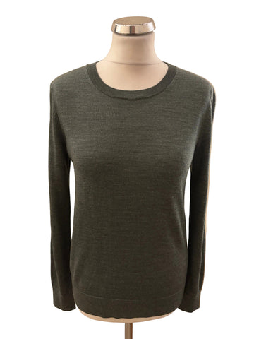 GAP 100% EXTRA FINE MERINO WOOL DARK GREEN ROUND NECK JUMPER  SIZE S