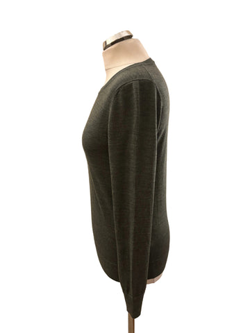 GAP 100% EXTRA FINE MERINO WOOL DARK GREEN ROUND NECK JUMPER  SIZE S