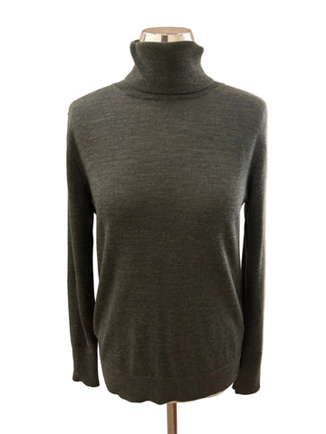 GAP 100% EXTRA FINE MERINO WOOL DARK GREEN POLO NECK JUMPER  SIZE M