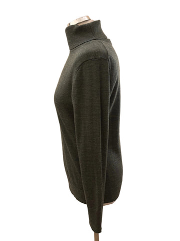 GAP 100% EXTRA FINE MERINO WOOL DARK GREEN POLO NECK JUMPER  SIZE M