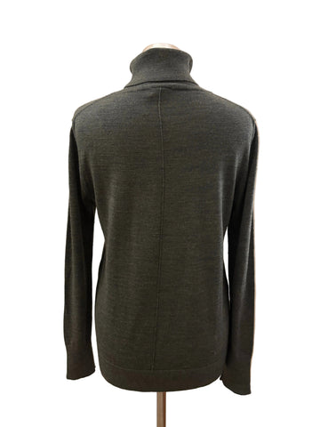 GAP 100% EXTRA FINE MERINO WOOL DARK GREEN POLO NECK JUMPER  SIZE M