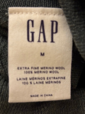 GAP 100% EXTRA FINE MERINO WOOL DARK GREEN POLO NECK JUMPER  SIZE M