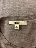 UNIQLO 100% MERINO WOOL LIGHT GREY V NECK JUMPER SIZE M