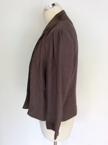 PHASE EIGHT BROWN SILK TRIMMED 3/4 SLEEVE JACKET SIZE 10