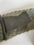 ALL SAINTS SAGE GREEN WOVEN LEATHER BUCKLE BELT SIZE M