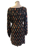 OLIVE AND ORANGE BY ORLA KEIRLEY SILK BLACK & MULTI PRINT TIE BELT DRESS SIZE 14