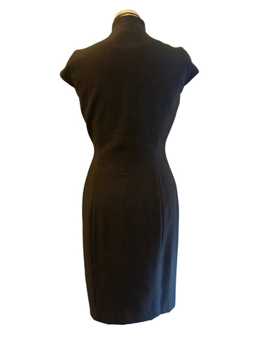 BRAND NEW CALVIN KLEIN DARK GREY CAP SLEEVE WRAP PENCIL DRESS SIZE 2 FIT UK 8
