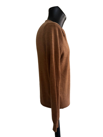 J.CREW 100% MERINO WOOL TAN V NECK SLIM FIT JUMPER  SIZE L