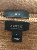 J.CREW 100% MERINO WOOL TAN V NECK SLIM FIT JUMPER  SIZE L
