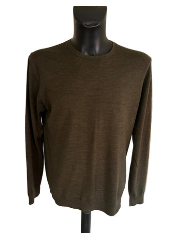 COS 100% WOOL OLIVE GREEN ROUND NECK JUMPER SIZE XL