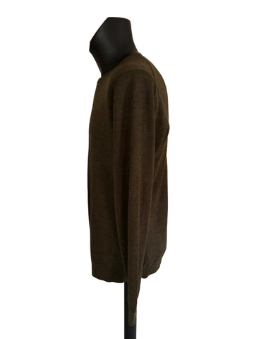 COS 100% WOOL OLIVE GREEN ROUND NECK JUMPER SIZE XL