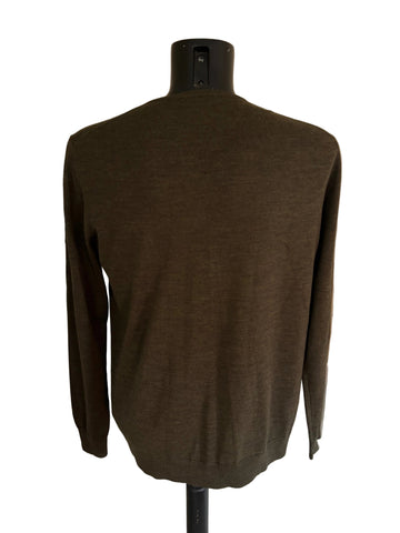 COS 100% WOOL OLIVE GREEN ROUND NECK JUMPER SIZE XL