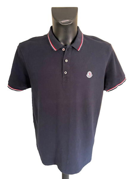 MONCLER MAGLIA NAVY BLUE SHORT SLEEVE POLO SHIRT  SIZE XL