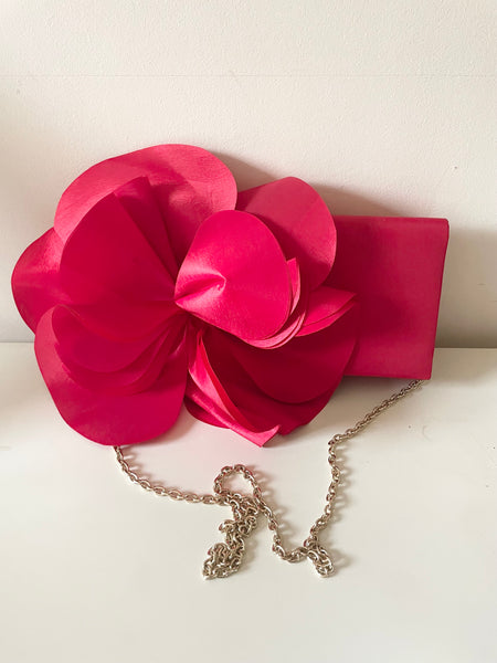 BRAND NEW JOHN LEWIS RED FLOWER TRIM CLUTCH / SHOULDER BAG