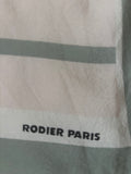 VINTAGE RODIER PARIS 100% SILK CREAM, GREEN, BLUE & APRICOT MIX SQUARE SCARF