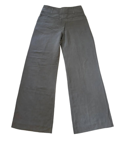 LAUREL GREY SILK & LINEN MIX WIDE LEG TROUSERS  SIZE 38 UK 10