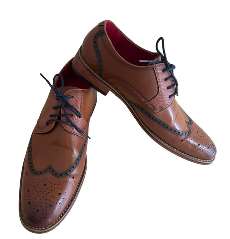 CHARLES SOUTHWELL PAISLEY TAN BROWN LEATHER LACE UP BROGUE SHOES SIZE 10 /44.5