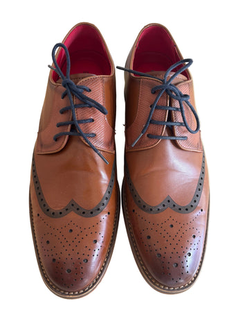 CHARLES SOUTHWELL PAISLEY TAN BROWN LEATHER LACE UP BROGUE SHOES SIZE 10 /44.5