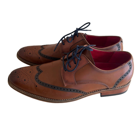 CHARLES SOUTHWELL PAISLEY TAN BROWN LEATHER LACE UP BROGUE SHOES SIZE 10 /44.5