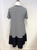 COS NAVY BLUE & WHITE STRIPE STRETCH JERSEY TOP SHORT SLEEVE A LINE DRESS SIZE S