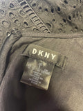 DKNY BLACK BRODERIE ANGLAISE SLEEVELESS A- LINE DRESS SIZE 12