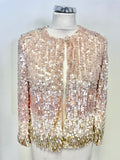 BRAND NEW FRENCH CONNECTION PINK, PEARL & SILVER SEQUINNED SPECIAL OCCASION/ EVENING JACKET SIZE 8