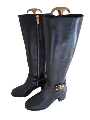 MICHAEL KORS BLACK LEATHER KNEE LENGTH BOOTS SIZE 6/39