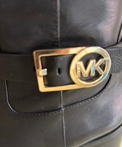 MICHAEL KORS BLACK LEATHER KNEE LENGTH BOOTS SIZE 6/39