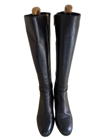 MICHAEL KORS BLACK LEATHER KNEE LENGTH BOOTS SIZE 6/39