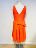 KAREN MILLEN SILK BLEND ORANGE PLEATED FRILL BODICE SPECIAL OCCASION DRESS SIZE 14