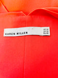KAREN MILLEN SILK BLEND ORANGE PLEATED FRILL BODICE SPECIAL OCCASION DRESS SIZE 14
