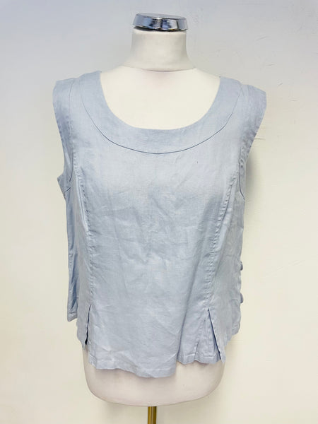 HOBBS LIGHT BLUE  SLEEVELESS LINEN TOP SIZE 12