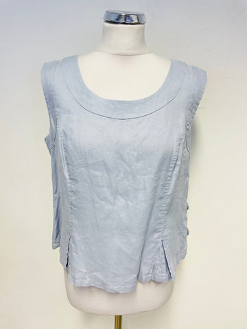 HOBBS LIGHT BLUE  SLEEVELESS LINEN TOP SIZE 12