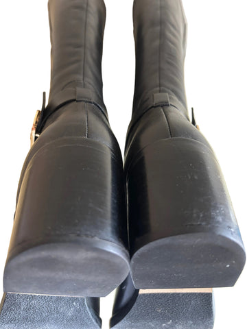 MICHAEL KORS BLACK LEATHER KNEE LENGTH BOOTS SIZE 6/39