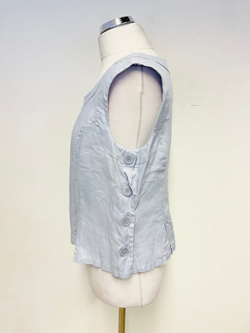 HOBBS LIGHT BLUE  SLEEVELESS LINEN TOP SIZE 12