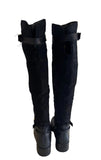 CARVELA BLACK SUEDE & LEATHER BUCKLE TRIM KNEE HIGH BOOTS SIZE 4/37