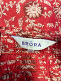 BRORA RED FLORAL PRINT COTTON & SILK SLEEVELESS MIDI LENGTH SUN DRESS SIZE 10