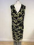 GOLD BY MICHAEL H BLACK & CITRUS PLEATED SLEEVELESS PENCIL DRESS SIZE 18