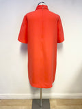 COS CORAL SHORT SLEEVE PLEATED NECKLINE DRAPE FRONT SHIFT DRESS SIZE 44 UK 16