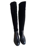 DANIEL BLACK SUEDE & LEATHER GOLD METAL STRAP TRIM KNEE LENGTH BOOTS  SIZE 6/39