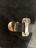 DANIEL BLACK SUEDE & LEATHER GOLD METAL STRAP TRIM KNEE LENGTH BOOTS  SIZE 6/39