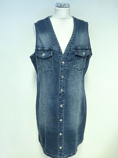 GUESS BLUE DENIM SLEEVELESS PENCIL DRESS SIZE XL