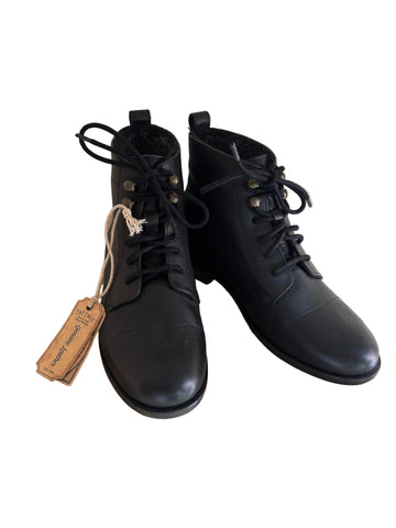 BRAND NEW FATFACE CATRIN BLACK LEATHER LACE UP BOOTS SIZE 5/38