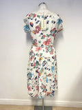 BRAND NEW MONSOON IVORY & MULTI COLOURED FLORAL PRINT TIERED FIT & FLARE DRESS SIZE 16