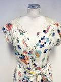 BRAND NEW MONSOON IVORY & MULTI COLOURED FLORAL PRINT TIERED FIT & FLARE DRESS SIZE 16