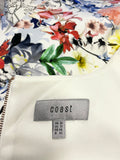COAST IVORY & MULTI COLOURED FLORAL PRINT SLEEVELESS PENCIL DRESS SIZE 16