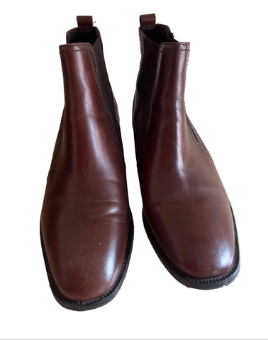 MARKS & SPENCER CHOCOLATE BROWN LEATHER ANKLE BOOTS SIZE 4/37 WIDE FIT