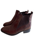 MARKS & SPENCER CHOCOLATE BROWN LEATHER ANKLE BOOTS SIZE 4/37 WIDE FIT