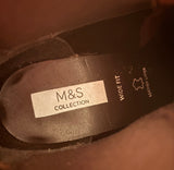 MARKS & SPENCER CHOCOLATE BROWN LEATHER ANKLE BOOTS SIZE 4/37 WIDE FIT